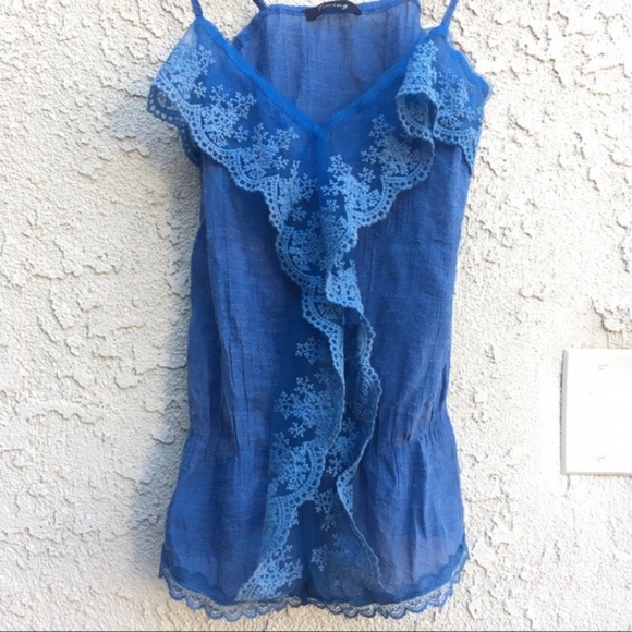 Timing Blue Embroidered Lace Tank - Picture 5 of 5